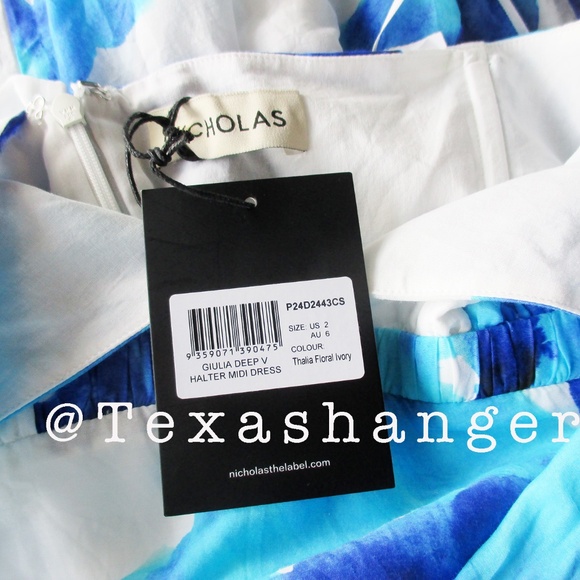 NWT Nicholas The Label Giulia Deep V Halter Midi Dress Size 2 - Picture 8 of 10